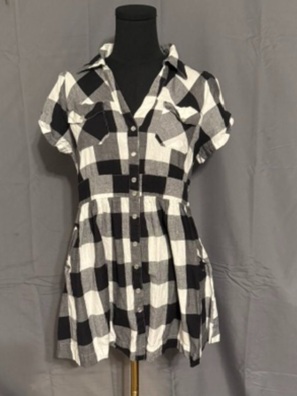 FRIN & FLINT Button-Up Peplum Blouse Size L